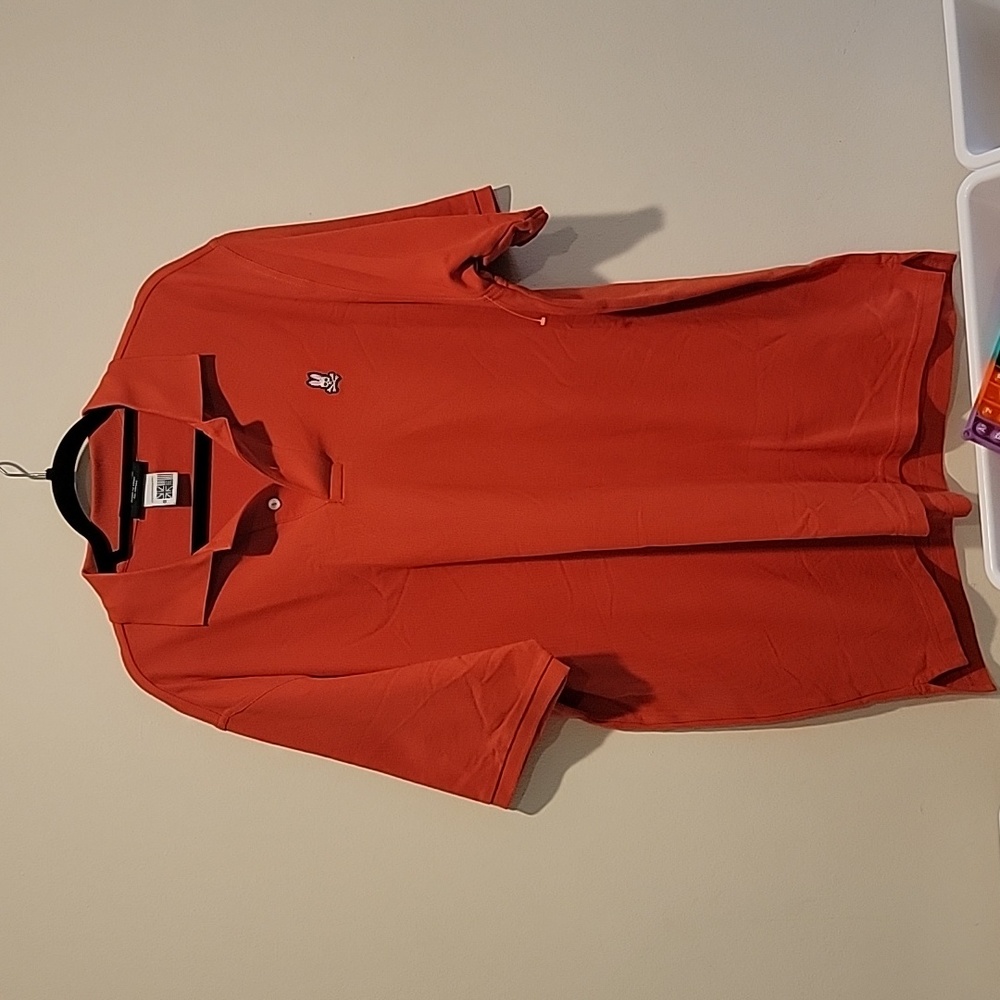 Psycho Bunny polo shirt size 8 orange rust oversize emblem bunny men's p…